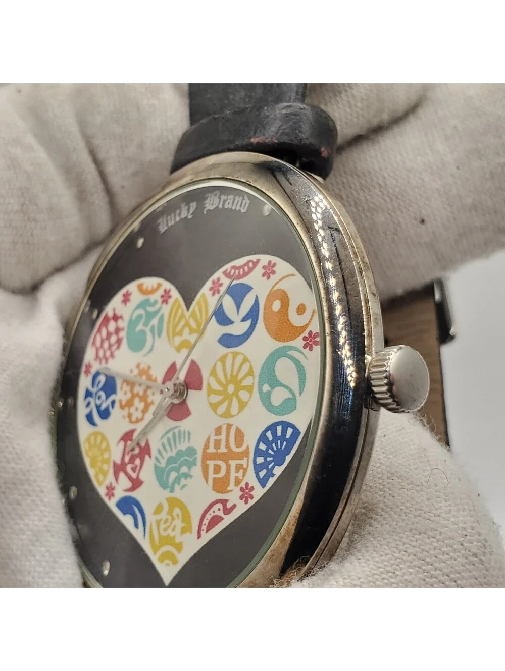 Lucky Brand Heart Dial Quartz Watch Womens 44mm New Battery